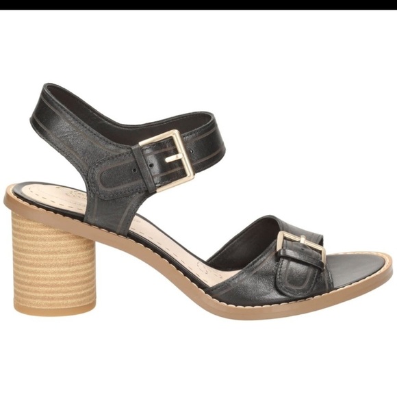 CLARKS Glacier Cool Womens Casual black leather Sandals size 8.5 - Picture 1 of 8